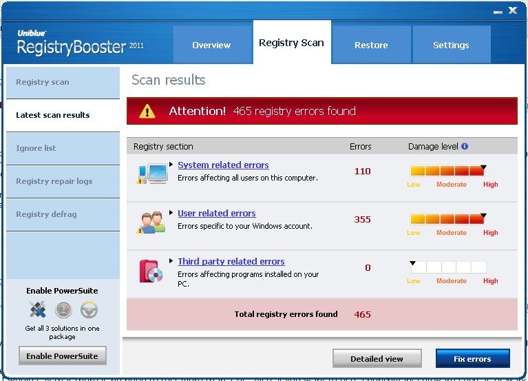 registry booster after scan